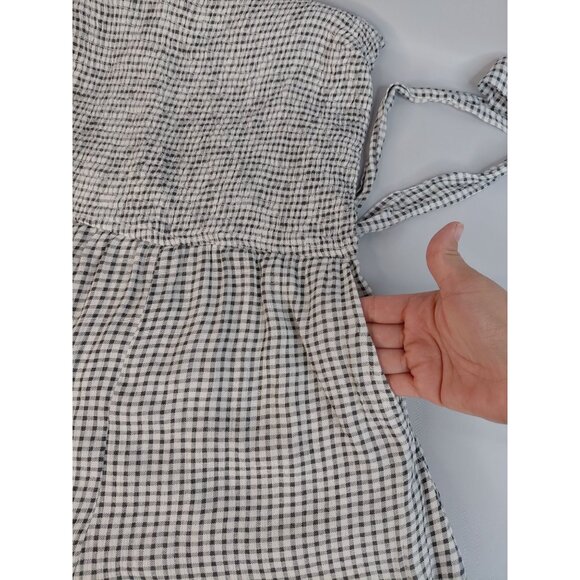Abercrombie & Fitch Womens XS Gingham Romper Black & White Cotton Blend - Picture 11 of 12